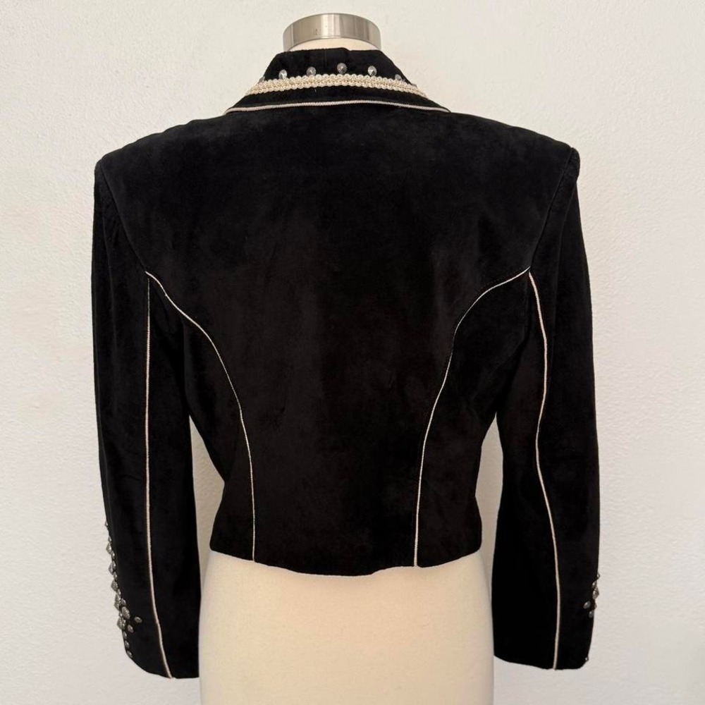 Vintage Concho Leather Jacket Cropped Western Studded Blazer USA Made - Picture 3 of 10